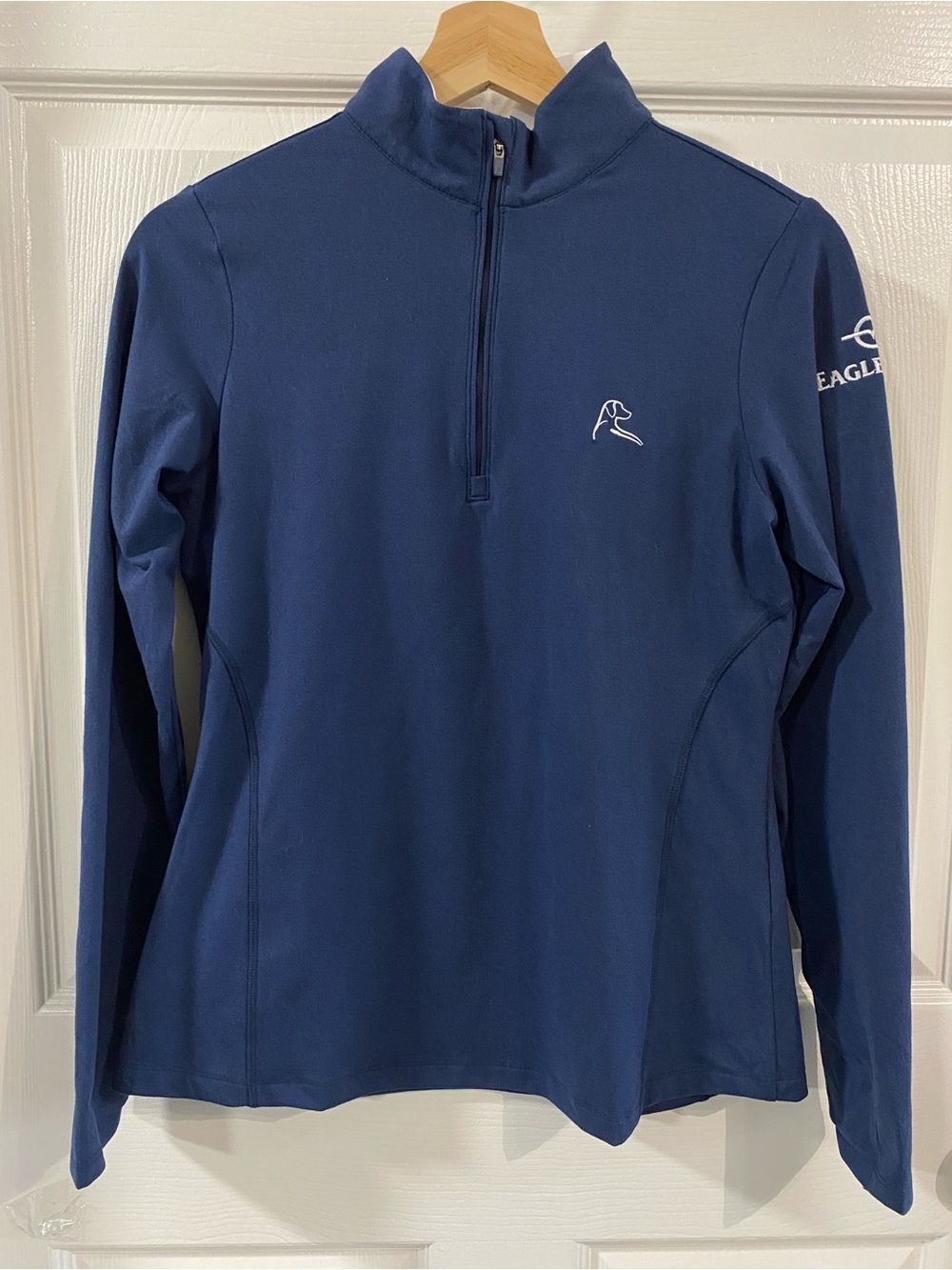 RHOBACK Navy Blue Long Sleeve Quarter Zip Up Sweatshirt WMNS S Preppy Collegiate